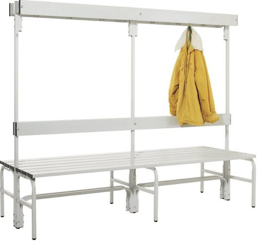 undefined, Umkleidebank aus Edelstahl, HxT 1650 x 725 mm L 1500 mm, ohne Schuhrost, Hakenleiste mit 12 Haken