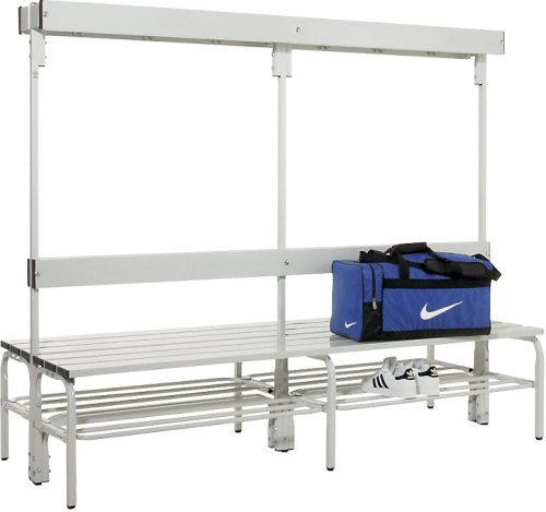 undefined, Umkleidebank aus Edelstahl, HxT 1650 x 725 mm L 1500 mm, mit Schuhrost, Hakenleiste mit 12 Haken