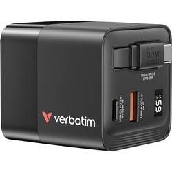 Verbatim GaN 2 Port Charger 65W, 1x USB-C, 1x USB-A