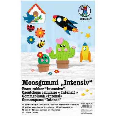 Ursus, URSUS Moosgummi 20x30cm 8840099 10 Farben ass. 10 St&uuml;ck