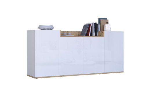 GOODproduct, GOODproduct Sideboard "BOLSENA, Kommode, Schrank,Lowboard mit 6 Fächer und offenes Ablagefach" 1 Stk. tlg. Breite 160 cm,stehend/hängend,Fronten Hochglanz lackiert,Made in Italy