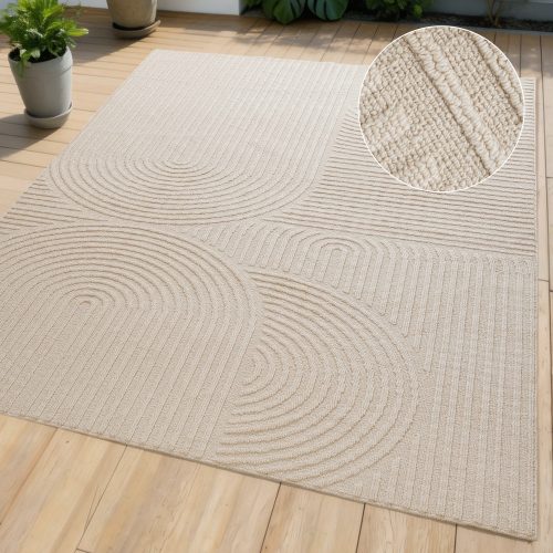 GOODproduct, GOODproduct Teppich "Jola, In- und Outdoor geeignet, Hoch-Tief-Design, Scandi" rechteckig 9 mm Höhe Hoch-Tief-Struktur, Zen, Wetterfest & UV-beständig, Balkon, Camping