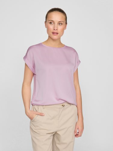 Vila Kurzarmshirt »VIELLETTE S/S SATIN TOP - NOOS«, Satin Optik