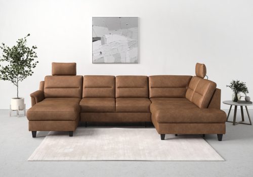 SIT&MORE, sit&more Wohnlandschaft »Farö«, inklusive Federkern, mit wengefarbenen Füssen, wahlweise mit Bettfunktion und Bettkasten