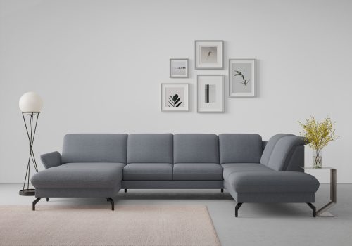SIT&MORE, sit&more Wohnlandschaft »Fashion«, wahlweise mit Kopfteilverstellung und Vorziehsitz, motorisch, mit schwarzen Metallfüssen