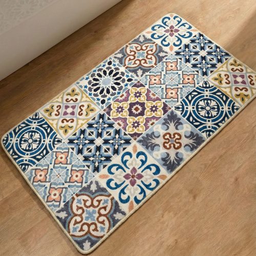 GINO FALCONE, Gino Falcone Badematte "Aquata GF-160, Badvorleger, Badezimmer Teppich" Höhe 7 mm rutschhemmend beschichtet fussbodenheizungsgeeignet Badteppich, bedruckt, Fliesen Optik, rechteckig