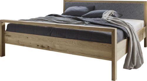 Home affaire Massivholzbett »Huven, hohe Belastbarkeit: 200kg je Seite«, (in 4 Breiten, Einlasstiefe 16 oder 20cm), mit gepolstertem Kopfteil, aus massiver Eiche, Oberfläche geölt