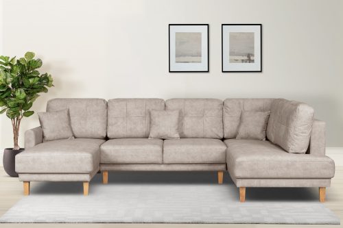 HOME AFFAIRE, Home affaire Wohnlandschaft »Triplo wahlweise mit Schlaffunktion, Steppung im Rückenkissen, U-Form«, mit Steppung, auch mit Bettfunktion und Bettkasten, incl. 3 Zierkissen