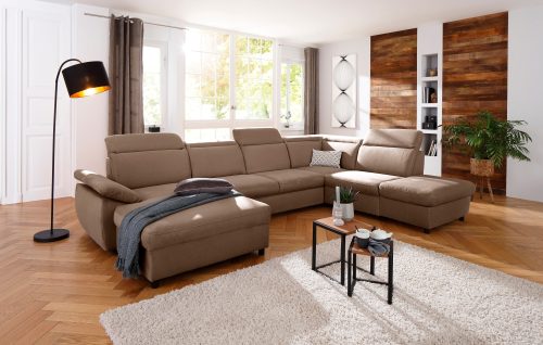 HOME AFFAIRE, Home affaire Wohnlandschaft »Mauritius«, mit Kopfteil- und Armlehnverstellung, wahlweise mit Bettfunktion und Bettkasten