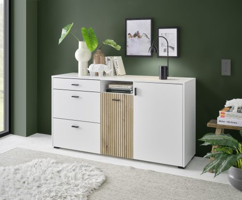 INOSIGN, INOSIGN Sideboard »Hudson«, in moderner Trendfarbe, Griffe aus Metall (Schwarz), Breite 150 cm