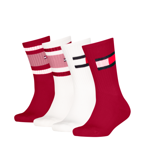 Tommy Hilfiger Socken »TH KIDS SOCK 4P FLAG & SPORT STRIPE ECOM«, (4 Paar), mit verstärkten Fersenbereichen