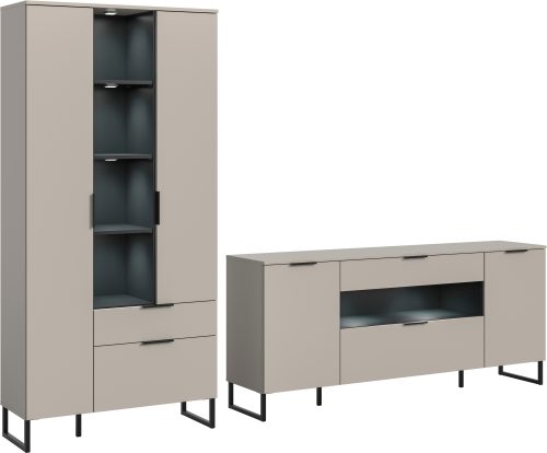 INOSIGN, INOSIGN Wohnwand »ADIO, Breite 290 cm, 2-teiliges Set, mit Metall-Kufenfüsse« Set, bestehend aus: Mehrzweckschrank und Sideboard, 4 Stk. tlg.