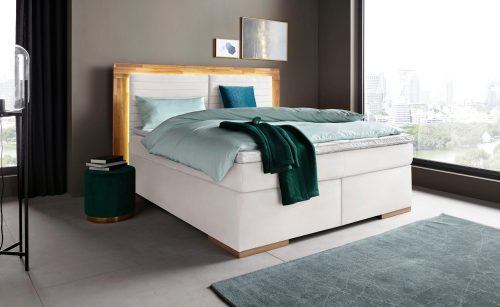 HOME AFFAIRE, Home affaire Boxspringbett »Cup« mit LED-Beleuchtung, Massivholzrahmen und Topper, in 2 Härtegraden