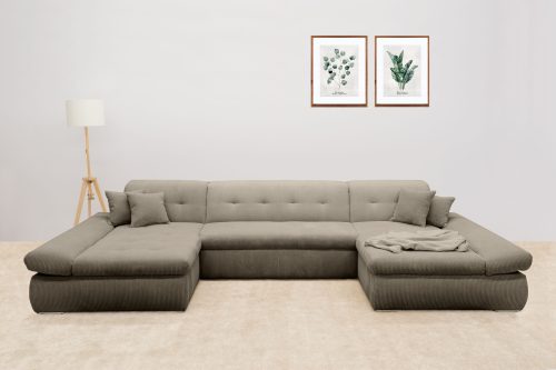 DOMO collection, DOMO collection Wohnlandschaft »Moric wahlweise mit Bettfunktion und Armteilverstellung, XXL«, U-Form, beidseitig mit Recamiere, incl. Zierkissen, Cord-Bezug
