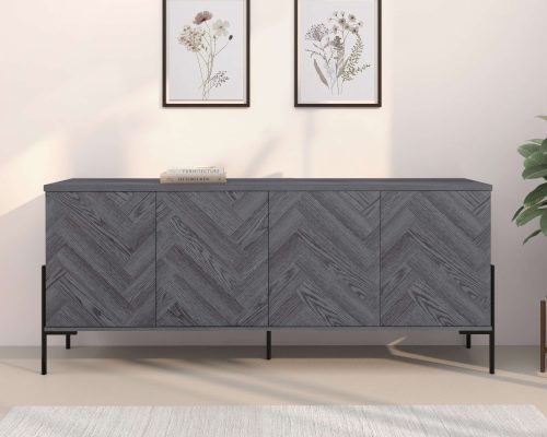 LEONIQUE, Leonique Sideboard »Eadwine« Kommode, Push-to-open, Türen mit Fischgräten Muster, Breite 175 cm