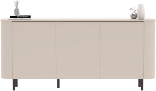 INOSIGN, INOSIGN Sideboard »Lido, 181 cm breit, 3 Türen, Anrichte, Kommode, Stauraumschrank« Formgebogenes MDF, Stirnseiten mit Rundung, Push-to-open, Metallfüsse