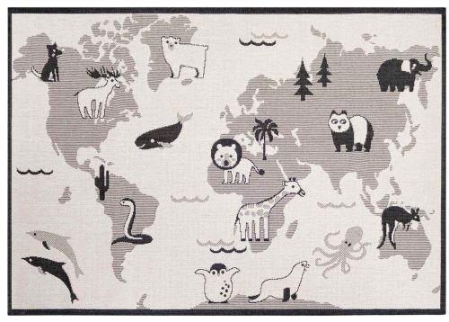 Primaflor-Ideen in Textil, Primaflor-Ideen in Textil Kinderteppich »LINIA - Weltkarte«, rechteckig, 3 mm Höhe, Flachgewebe, Motiv Weltkarte, In- und Outdoor geeignet, Kinderzimmer