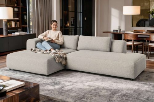 GOODproduct, GOODproduct Ecksofa »TIARRA Design-Sofa mit Ottomane recht/links bestellbar, Breite 287 cm« L-Form mit hochelastischer Schaum und Wellenunterfederung