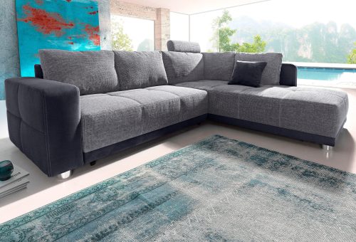 PLACES OF STYLE, Places of Style Ecksofa, mit Bettfunktion, Bettkasten und Federkern, wahlweise mit 1 oder 3 Kopfstützen, Ottomane links oder rechts montierbar
