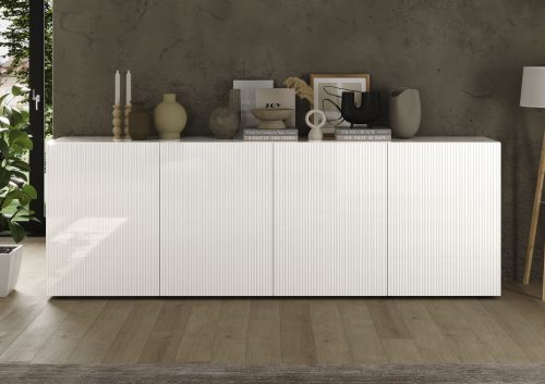 INOSIGN, INOSIGN Sideboard »Rio Breite 240 cm, Kommode mit 4 Türen, Anrichte,«, geriffelte MDF-Fronten, modern u. elegant, viel Stauraum