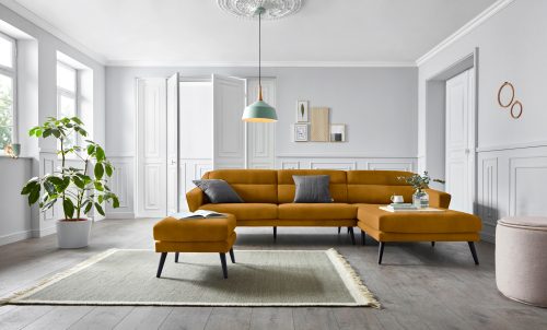 ANDAS, andas Ecksofa »Bille«, mit Naht im Rückenkissen und Beinen aus Eichenholz, Design by Morten Georgsen