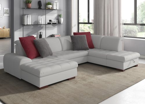 SIT&MORE, sit&more Wohnlandschaft, wahlweise mit Bettfunktion, Bettkasten und Kopfteilverstellung, auch erhältlich in dem besonders leicht mit Wasser zu reinigendem "Soft clean" Bezug