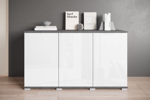 GOODproduct, GOODproduct Sideboard "Kenia, moderne grifflose Kommode mit 3 Türen, Breite 120 cm" 1 Stk. tlg. Push-to-Open-Fronten, höhenverstellbaren Einlegeböden