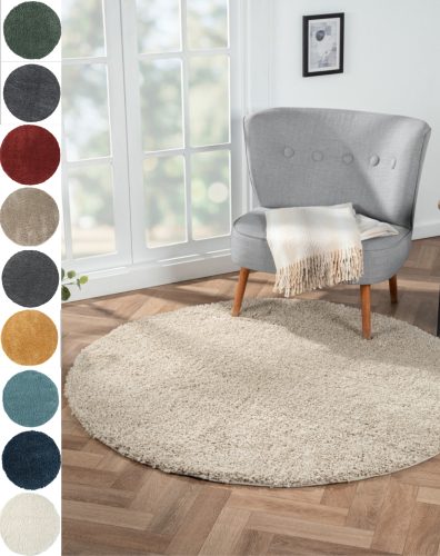 Myflair Möbel & Accessoires Hochflor-Teppich »My Shaggy«, rund, 37 mm Höhe, Shaggy, Uni Farben, leicht glänzend, besonders weich durch Microfaser, extra flauschig, ideal im Wohnzimmer, Schlafzimmer & Esszimmer