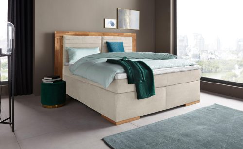 HOME AFFAIRE, Home affaire Boxspringbett »Cup« mit LED-Beleuchtung, Massivholzrahmen und Topper, in 2 Härtegraden