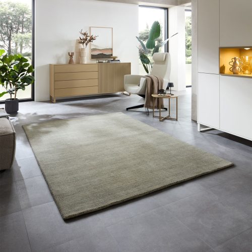 THEKO, THEKO Teppich »San Diego«, rechteckig, 13 mm Höhe, Handweb Teppich, Kurzflor, aus weicher Wolle & Viskose, handgewebt mit Knüpfoptik, meliert, leichter seidiger Glanz, ideal im Wohnzimmer & Schlafzimmer