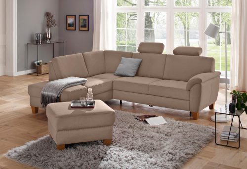 HOME AFFAIRE, Home affaire Ecksofa »Alta«, mit Federkern und Kontrastnaht, Füsse Buche eichefarben
