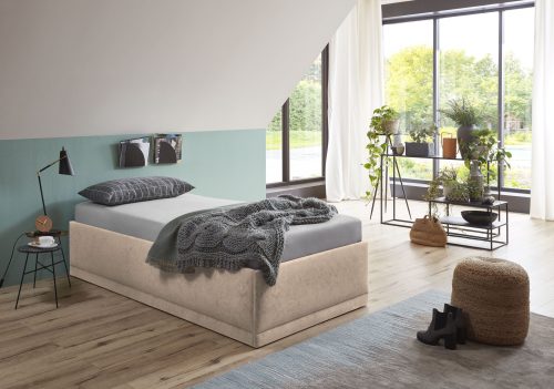 Westfalia Schlafkomfort, Westfalia Schlafkomfort Polsterbett »Texel«, Komforthöhe mit Zierkissen, inkl. Bettkasten bei Ausführung mit Matratze