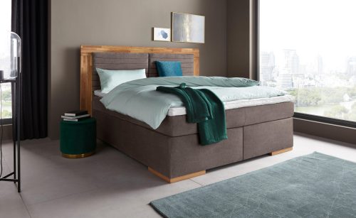 HOME AFFAIRE, Home affaire Boxspringbett »Cup« mit LED-Beleuchtung, Massivholzrahmen und Topper, in 2 Härtegraden