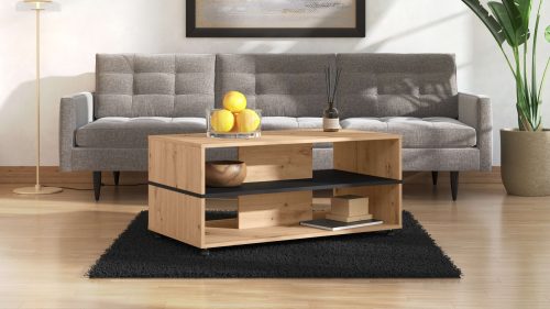 HOME AFFAIRE, Home affaire Couchtisch »Savio Kaffeetisch, 101 cm, in trendigen Farben, modern«, mit Ablage, rechteckig, Artisan Eiche, ideal fuer kleine Räume