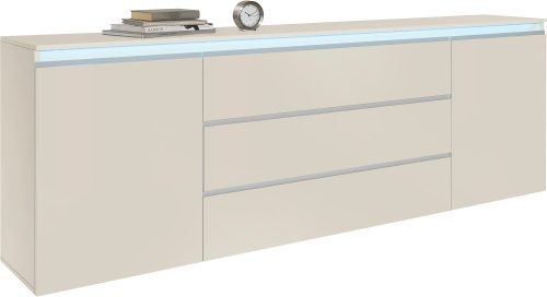 HOME AFFAIRE, Home affaire Sideboard "Magic, Kommode, Schrank, Stauraumschrank" Hochwertiger Aluminiumgriff, 2 Türen, 3 Schubkästen,B/T/H 240×40×81 cm