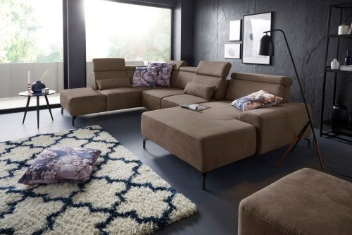 SIT&MORE, sit&more Wohnlandschaft, 15 cm Fusshöhe, inklusive Sitztiefenverstellung und Kopfteilverstellung, wahlweise in 2 unterschiedlichen Fussfarben