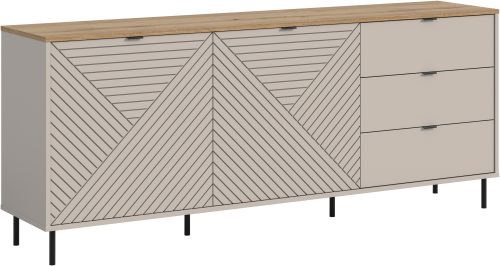 HOME AFFAIRE, Home affaire Sideboard "RAITA, Breite 184 cm, Front mit Desgin-Fräsung, 2 Türen, viel Stauraum" moderne Farbkombi, individuell einsetzbar, Griffe & Füsse aus Metall, Kommode, Anrichte, Schrank, Highboard, TV-Board