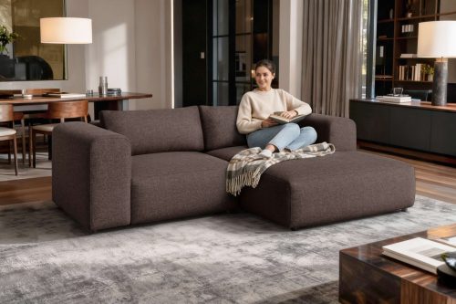 GOODproduct, GOODproduct Ecksofa »TIARRA Design-Sofa mit Ottomane recht/links bestellbar, Breite 241 cm« L-Form mit hochelastischer Schaum und Wellenunterfederung