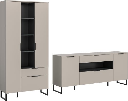 INOSIGN Wohnwand »ADIO, Breite 290 cm, 2-teiliges Set, mit Metall-Kufenfüsse« Set, bestehend aus: Mehrzweckschrank und Sideboard, 2 Stk. tlg.