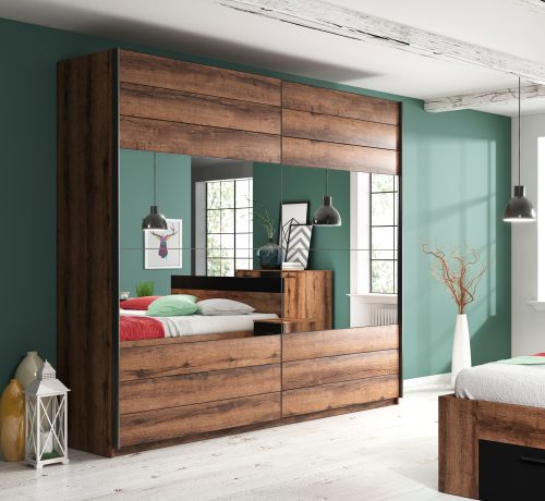 INOSIGN, Helvetia Schwebetürenschrank Beta, mit Spiegelelement, inkl. 1 Kleiderstange und 5 Einlegeböden