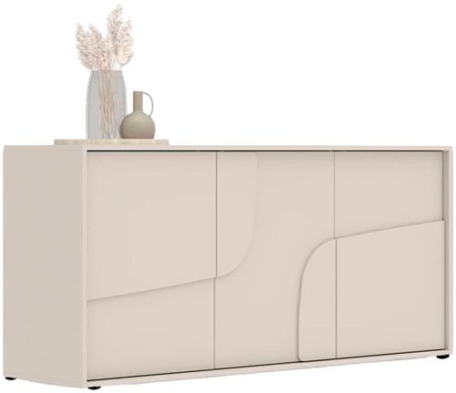 INOSIGN, INOSIGN Sideboard »Stone, 155 cm breit, 3 Türen, Anrichte, Kommode, Stauraumschrank« 3D-Design, Push-to-open, Innenraum grosszügig, Füsse 14/2 cm wählbar
