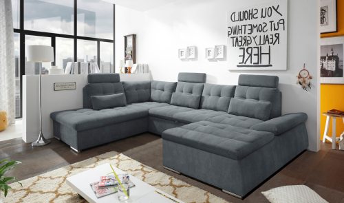 ED EXCITING DESIGN Wohnlandschaft »Nalo U-Form«, mit Bettfunktion, Bettkasten, Kopfstützen, Nierenkissen etc.