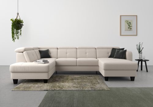 SIT&MORE, sit&more Wohnlandschaft »Bellucci«, inklusive Kopfteilverstellung und Federkern, wahlweise mit Bettfunktion und Bettkasten