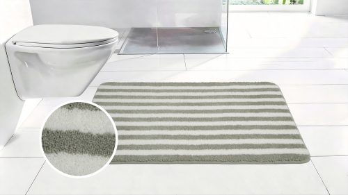 GOODproduct, GOODproduct Badematte "Streifen, Badvorleger, Badezimmer Teppich" Höhe 12 mm rutschhemmend beschichtet fussbodenheizungsgeeignet  schnell trocknend Scandi, modern, gestreift, Badteppich, Badematten