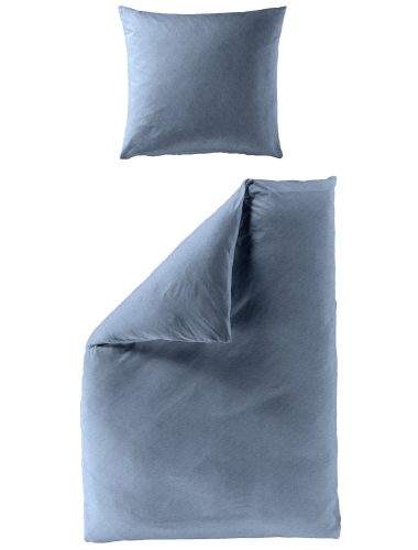 Bierbaum, BIERBAUM Bettwäsche »Senci in Mako Satin und Biber (Flanell) Qualität, 100% Baumwolle, Bett- und Kopfkissenbezug mit Reissverschluss, Winter-und Sommerbettwäsche, ganzjährig einsetzbar«, (2 tlg.), pflegeleicht