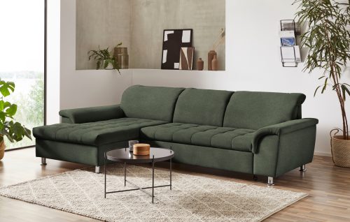 DOMO collection Ecksofa »Franzi«, wahlweise mit Kopfteilverstellung (dann Tiefe: 170 cm), optional mit Bettfunktion und Bettkasten, inklusive Zierkissen
