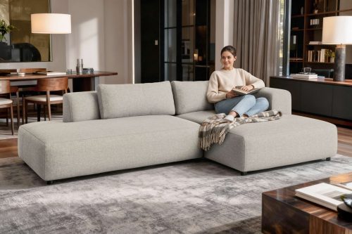 GOODproduct, GOODproduct Ecksofa »TIARRA Design-Sofa mit Ottomane recht/links bestellbar, Breite 287 cm« L-Form mit hochelastischer Schaum und Wellenunterfederung