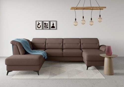 SIT&MORE, sit&more Wohnlandschaft »Sinatra«, optional mit Kopfteilverstellung und Armteilfunktion oder mit Kopfteilverstellung, Armteilfunktion, Bettfunktion und Stauraum, mattschwarze Metallfüsse