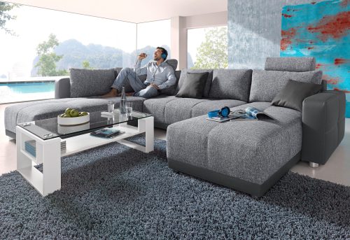 Places of Style Wohnlandschaft, mit Federkern, Bettfunktion und Bettkasten, inklusive 2 Kopfstützen, frei im Raum stellbar