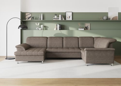 DOMO collection, DOMO collection Wohnlandschaft »Franzi«, im XXL-Format, wahlweise mit Bettfunktion, Bettkasten und Kopfteilverstellung, frei im Raum stellbar